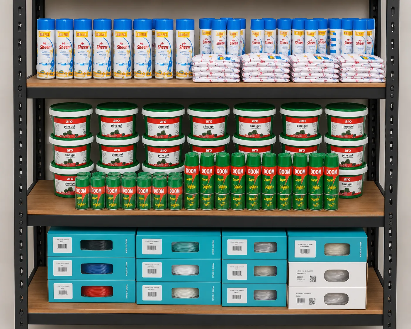 Products on shelves